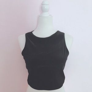 black velvet sleeveless crop top